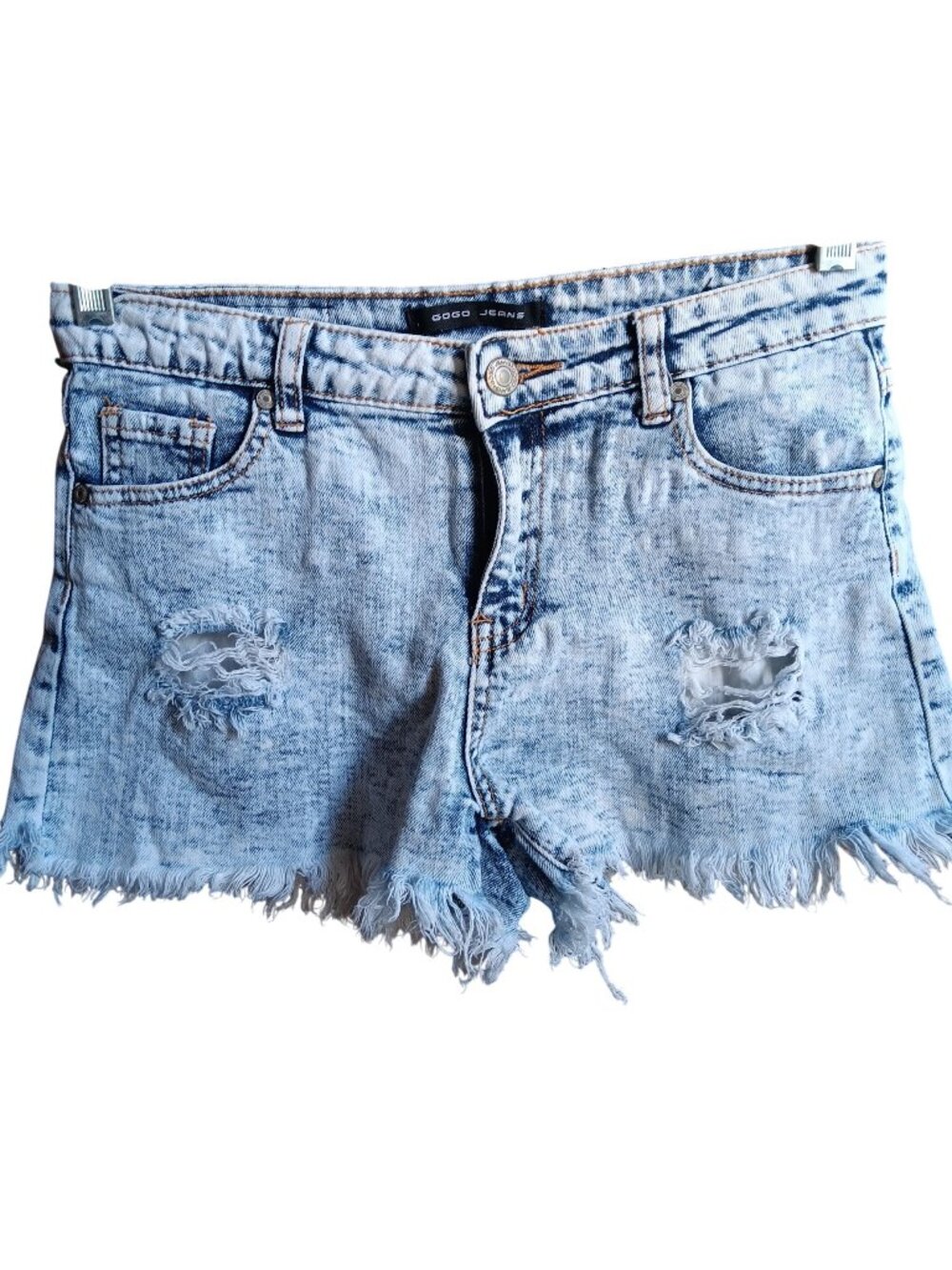 Light Wash Distressed Denim Cutoff Shorts By Gogo Jeans Size 7 30W